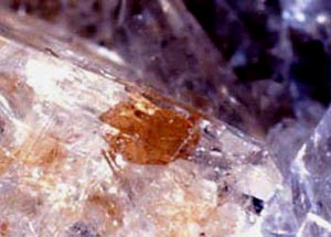monazite  in quartz crystal