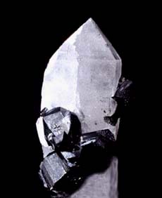 cassiterite upon quartz crystals