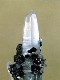 cassiterite upon quartz crystals