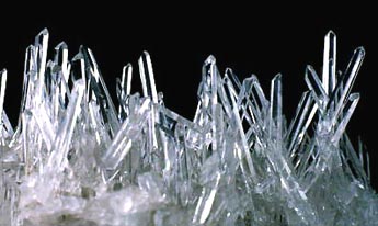 acicular needles colourless quartz crystals cluster
