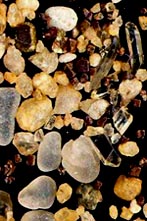 sand of quartz, fluorite and feldspar 