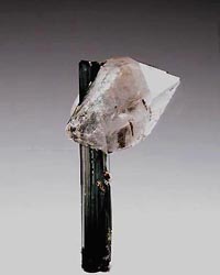 quartz crystal upon tourmaline brazil