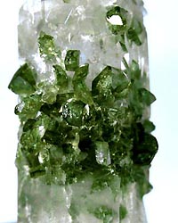 tourmaline elbaite upon and inclusions in quartz brazil 