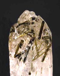 tourmaline upon and inclusions in quartz brazil